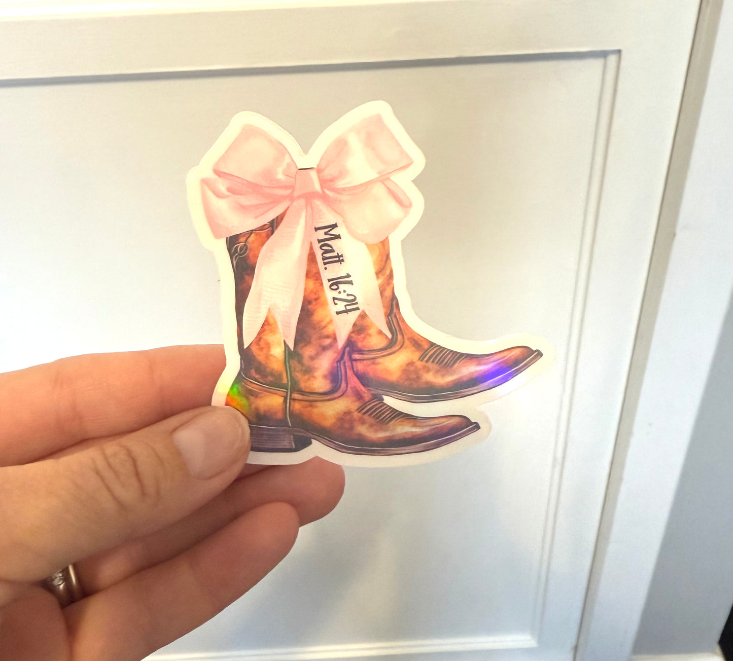 Cowgirl Boots Mark 16:24 sticker