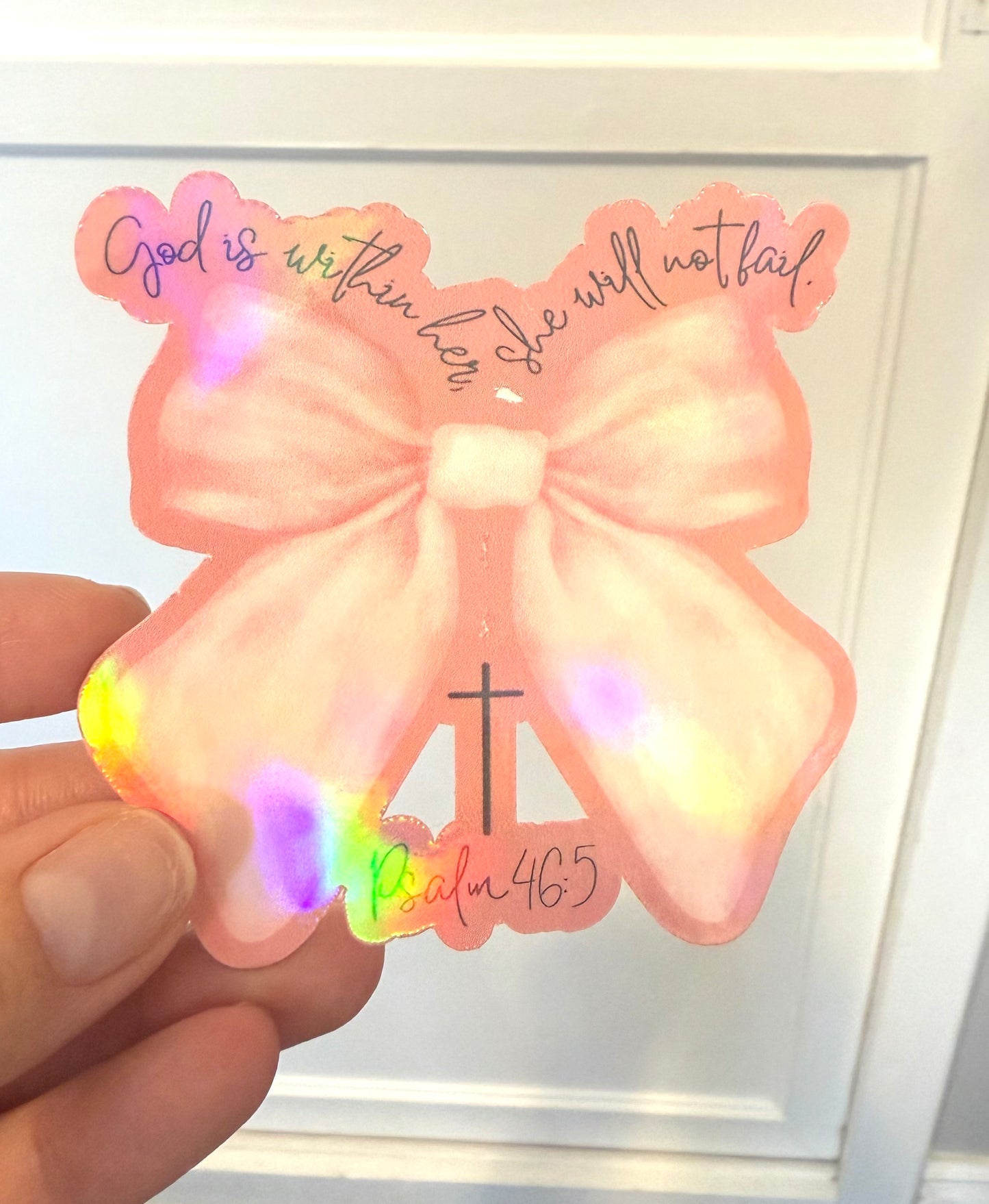 God Is Within Her (Pink background) sticker