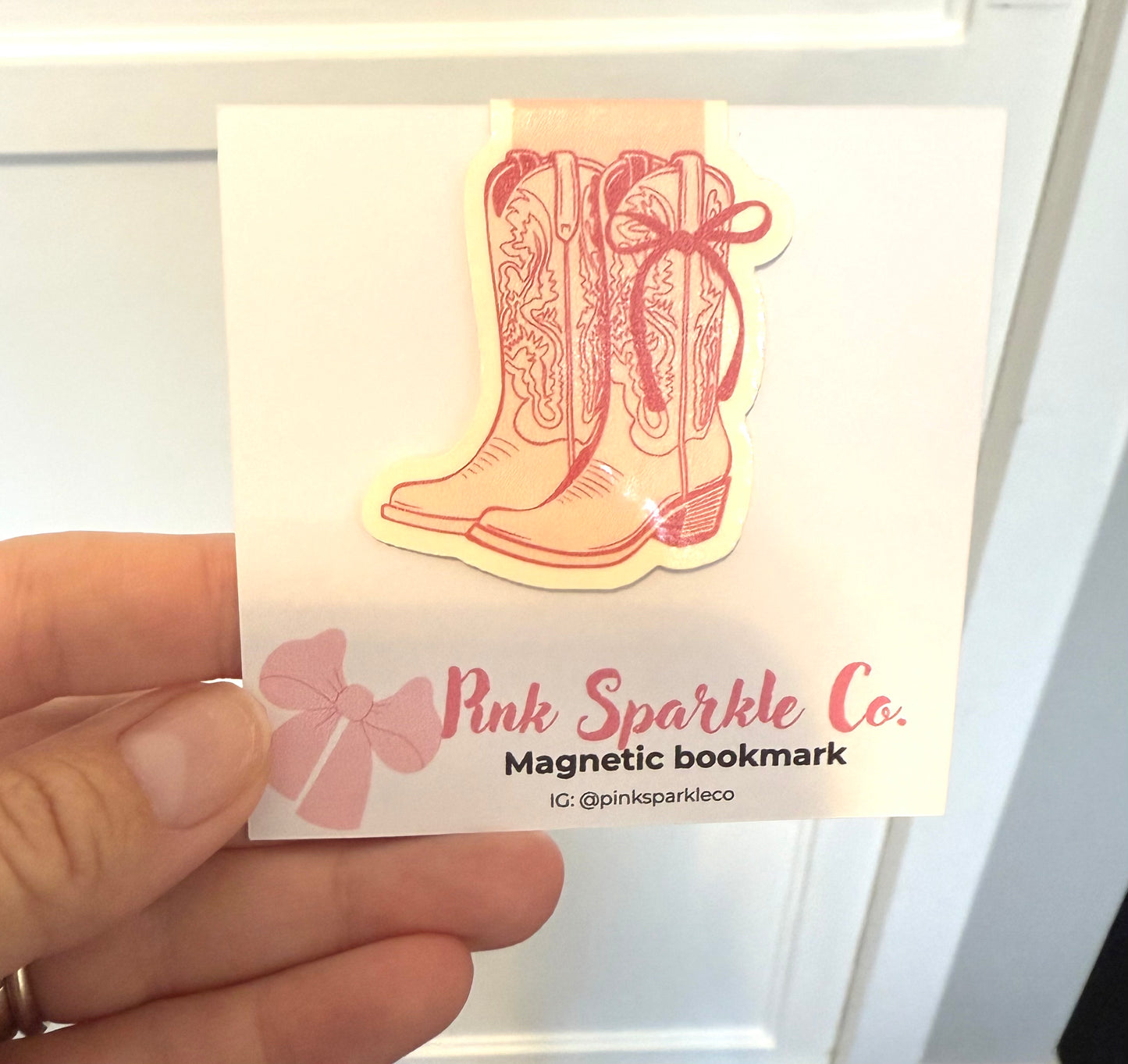 Girly Pink Cowgirl Boots magnetic bookmark