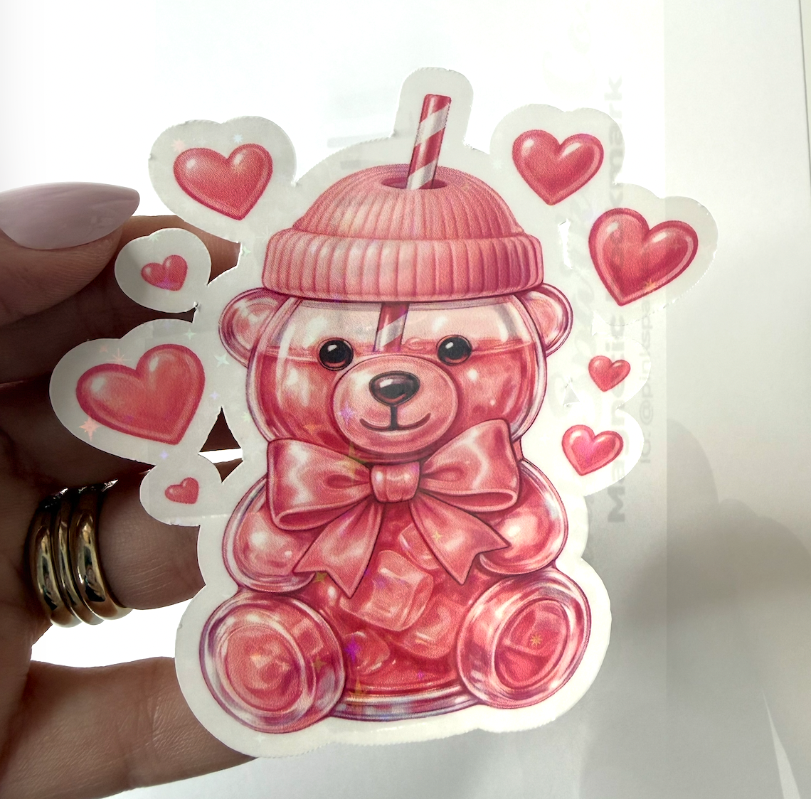 Pink Bear Cup Sticker