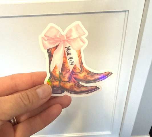 Cowgirl Boots Mark 16:24 sticker