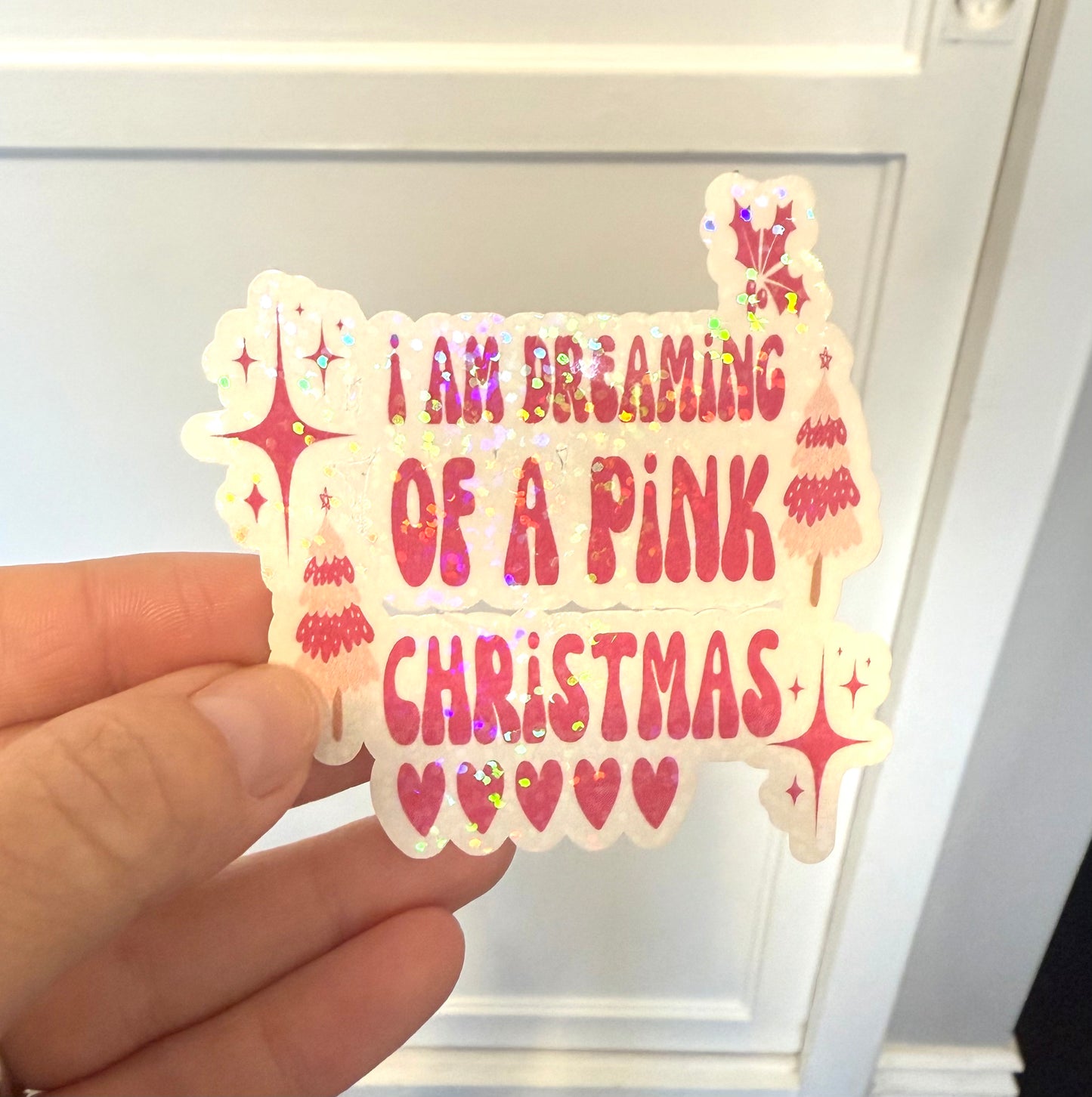 Pink Christmas sticker