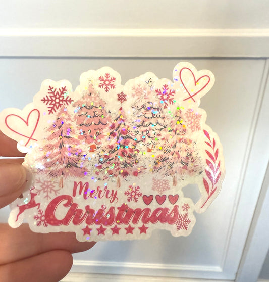 Pink Merry Christmas sticker