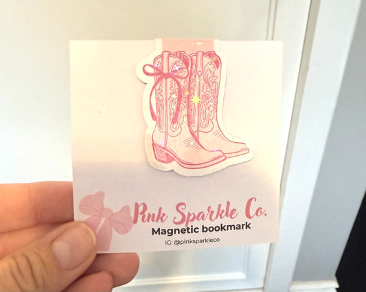Girly Pink Cowgirl Boots magnetic bookmark