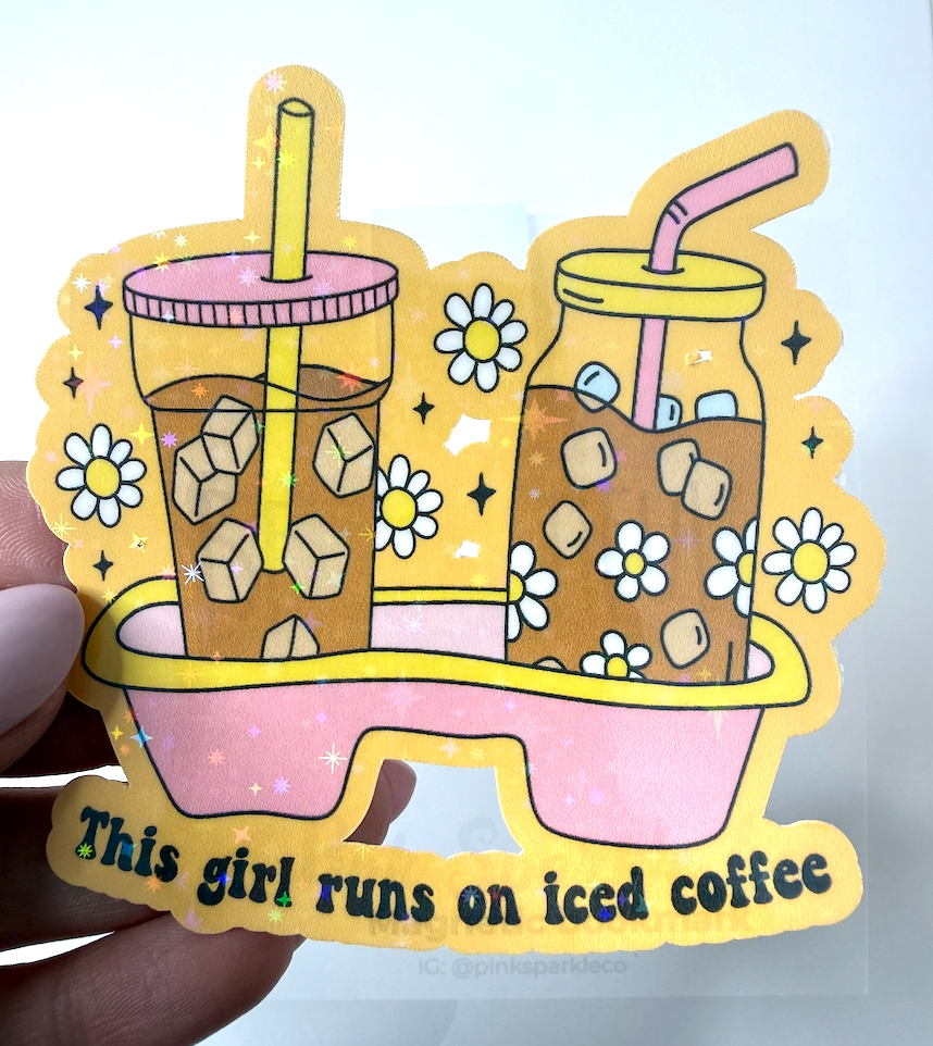 This Girl Runs on Iced Coffee Sticker