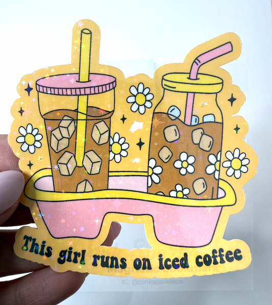 This Girl Runs on Iced Coffee Sticker