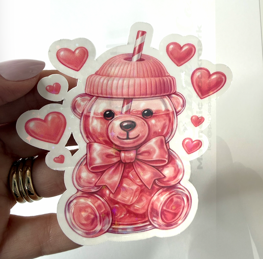 Pink Bear Cup Sticker